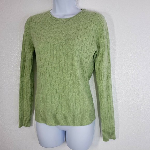 Tweeds Womens Cashmere Sweater Green Cable Knit Long Sleeved Size Small - Picture 6 of 9